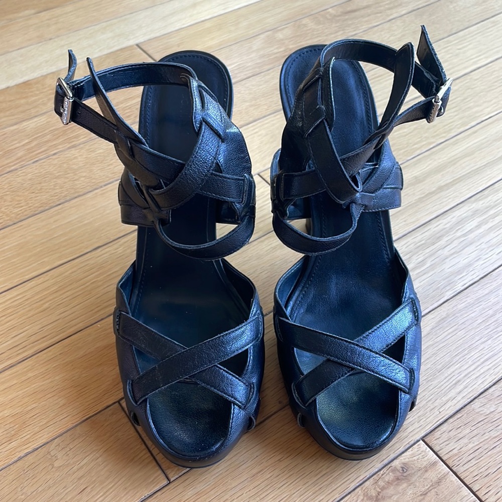 Black Leather High Heels by Calvin Klein